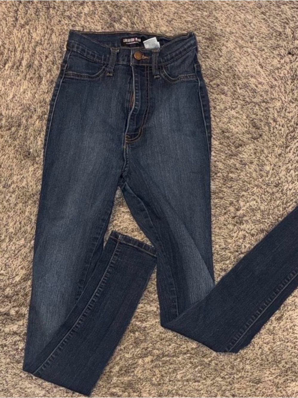 Fashion Nova Dark Blue High-Rise Skinny Jeans